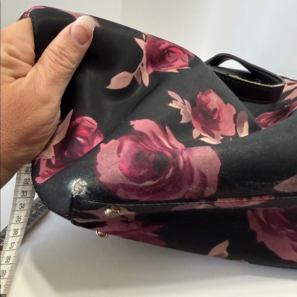 Kate Spade Black and Pink Rose Nylon And Leather Floral Tote. Previously Loved - Picture 14 of 15